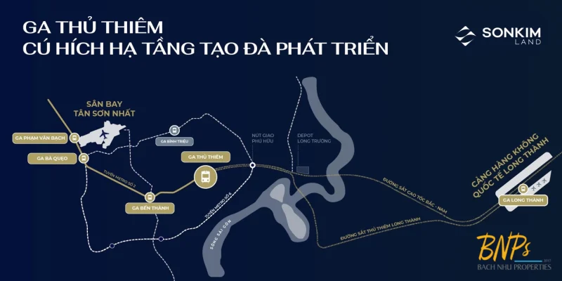 Bản đồ kết nối đa tầng từ quy hoạch ga Thủ Thiêm - Bách Như Properties - Bnps