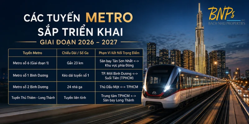 Các Tuyến Metro Sắp Triển Khai Giai Đoạn 2026 - 2027 - Bách Như Properties -BNPs
