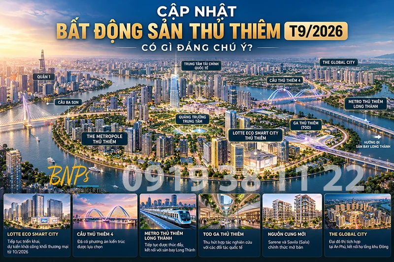 Bất động sản Thủ Thiêm T9/2026: Toàn cảnh chu kỳ phát triển mới từ hạ tầng, thương mại đến mô hình TOD - Bách Như Properties - BNPs